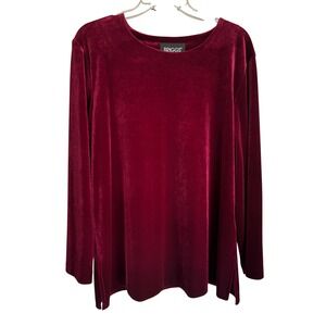 Briggs Petite Velvet Top Womens XLP Burgundy Red‎ Long Sleeve Party Casual